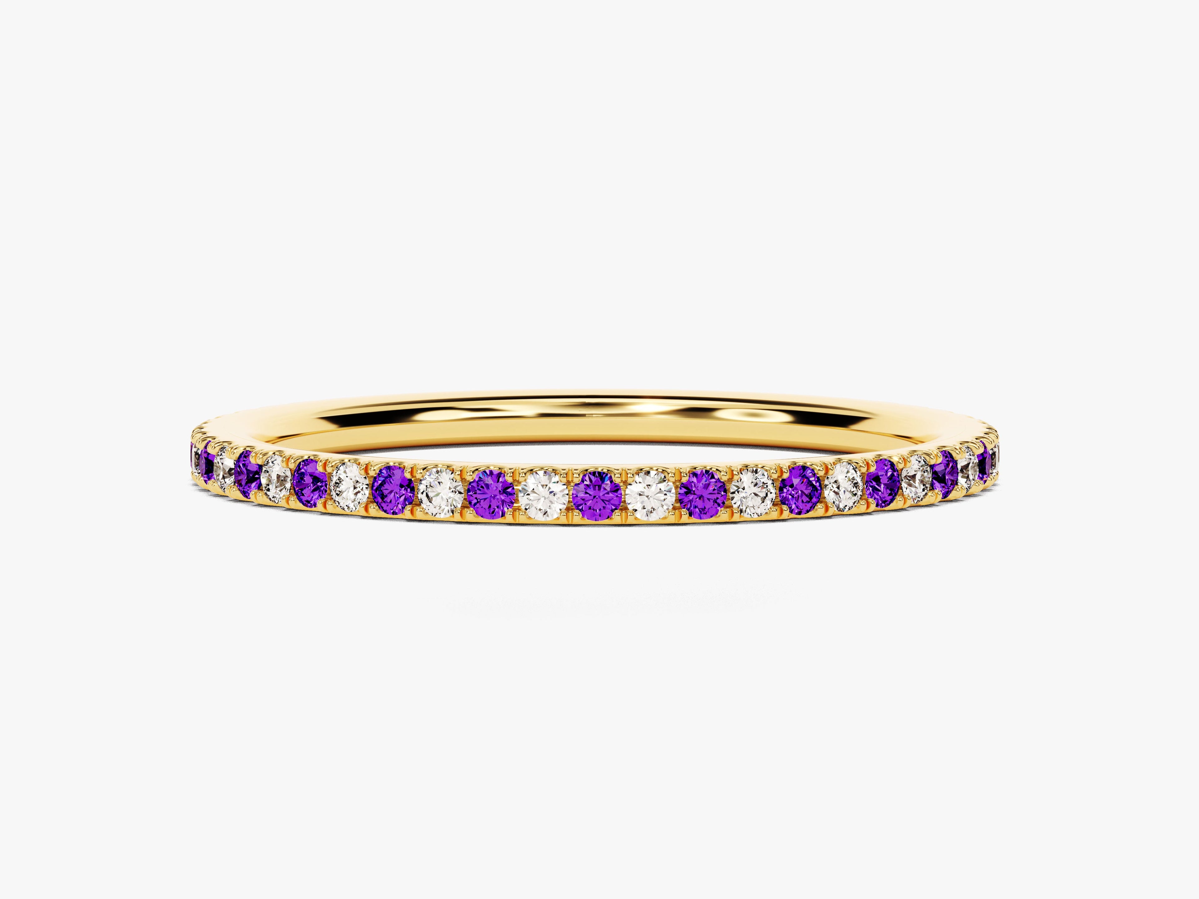 Alternating Amethyst Birthstone Eternity Ring