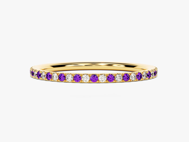 Alternating Amethyst Birthstone Eternity Ring