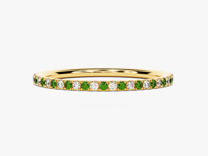 Alternating Emerald Birthstone Eternity Ring