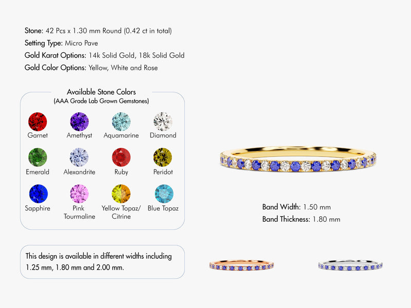 Alternating Alexandrite Birthstone Eternity Ring