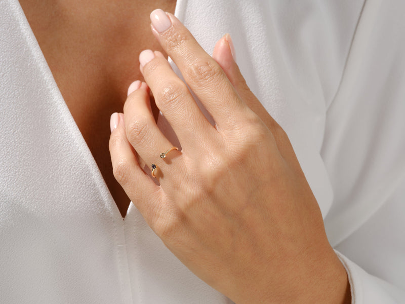 Duo Emerald Birthstone Cuff Ring