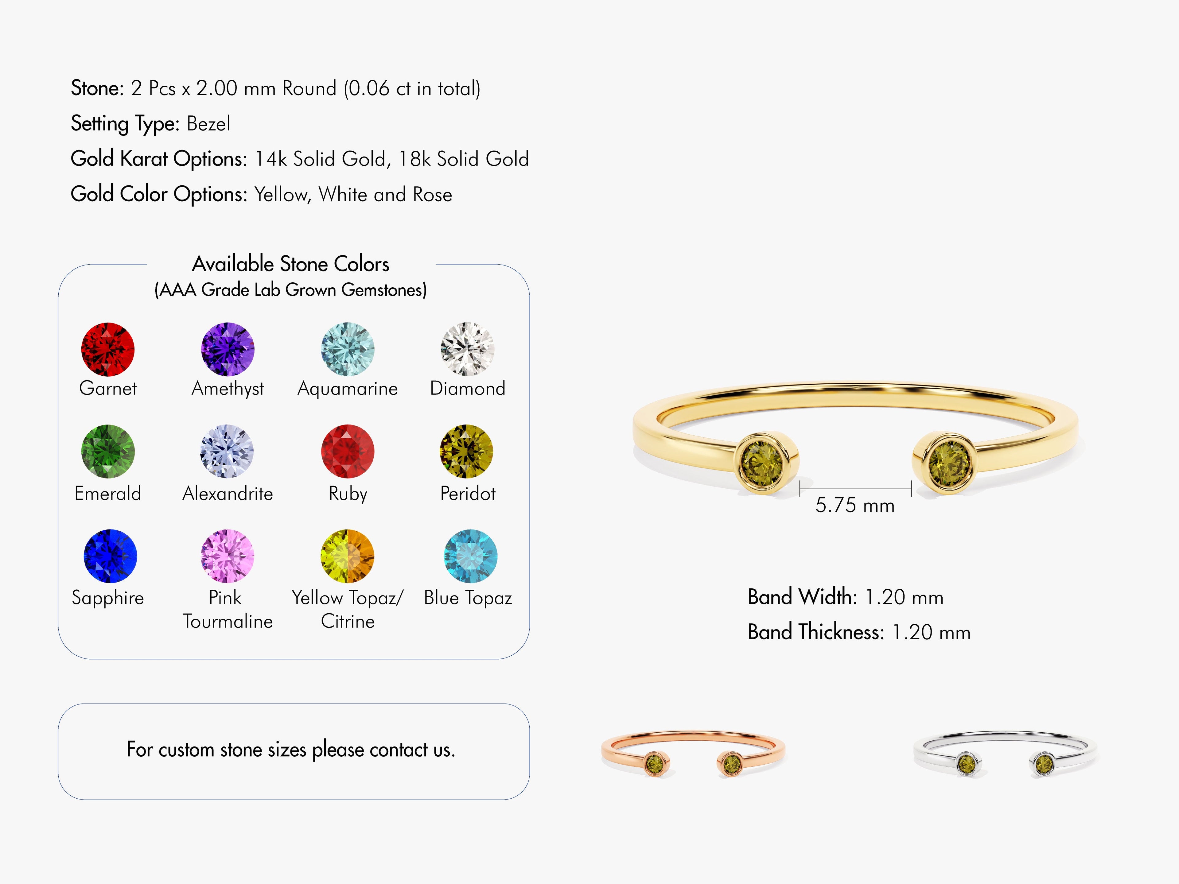 Duo Peridot Birthstone Cuff Ring