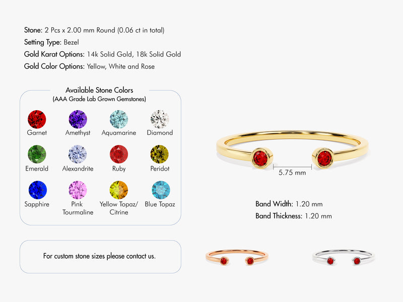 Duo Garnet Birthstone Cuff Ring