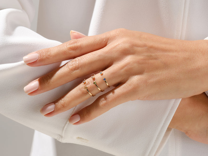 Duo Emerald Birthstone Cuff Ring