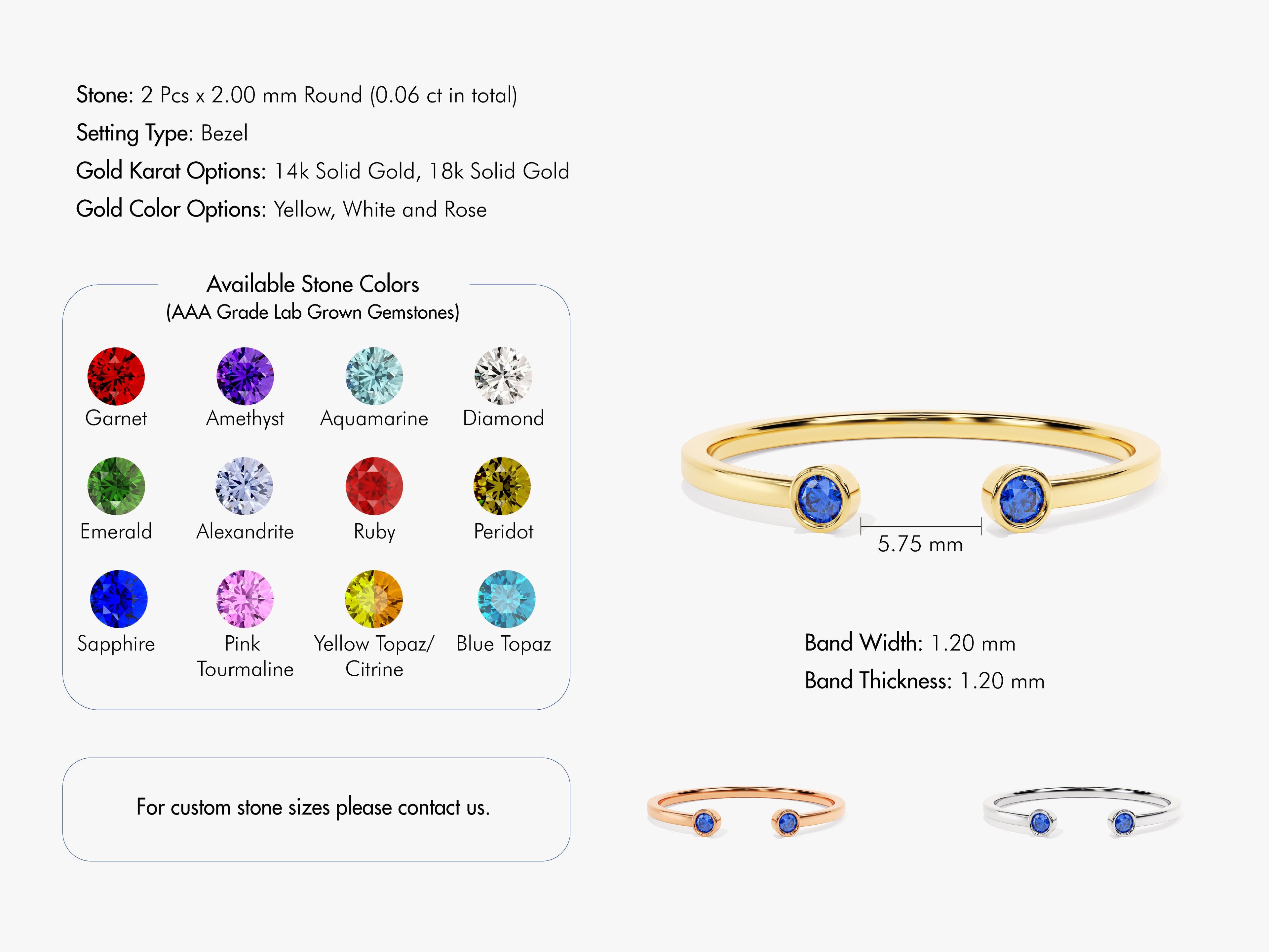 Duo Sapphire Birthstone Cuff Ring