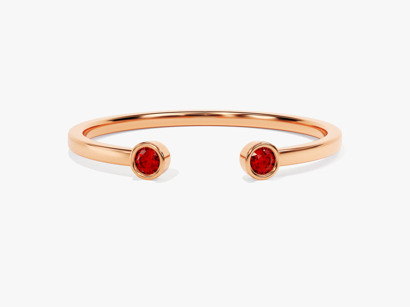 Duo Ruby Birthstone Cuff Ring