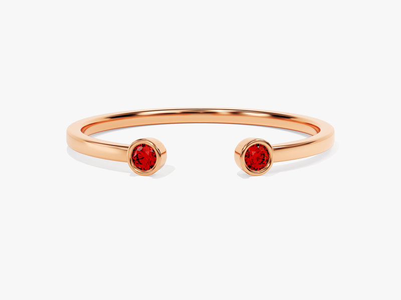 Duo Garnet Birthstone Cuff Ring