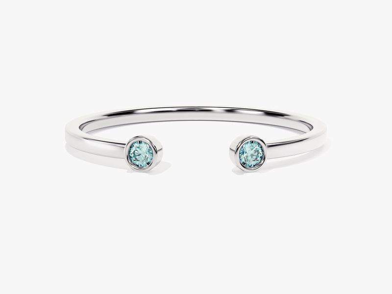 Duo Aquamarine Birthstone Cuff Ring