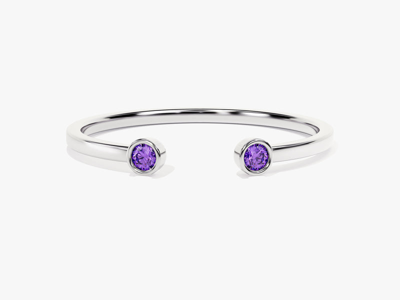 Duo Amethyst Birthstone Cuff Ring