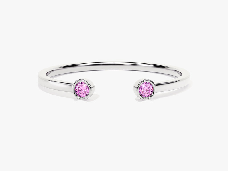 Duo Pink Tourmaline Birthstone Cuff Ring