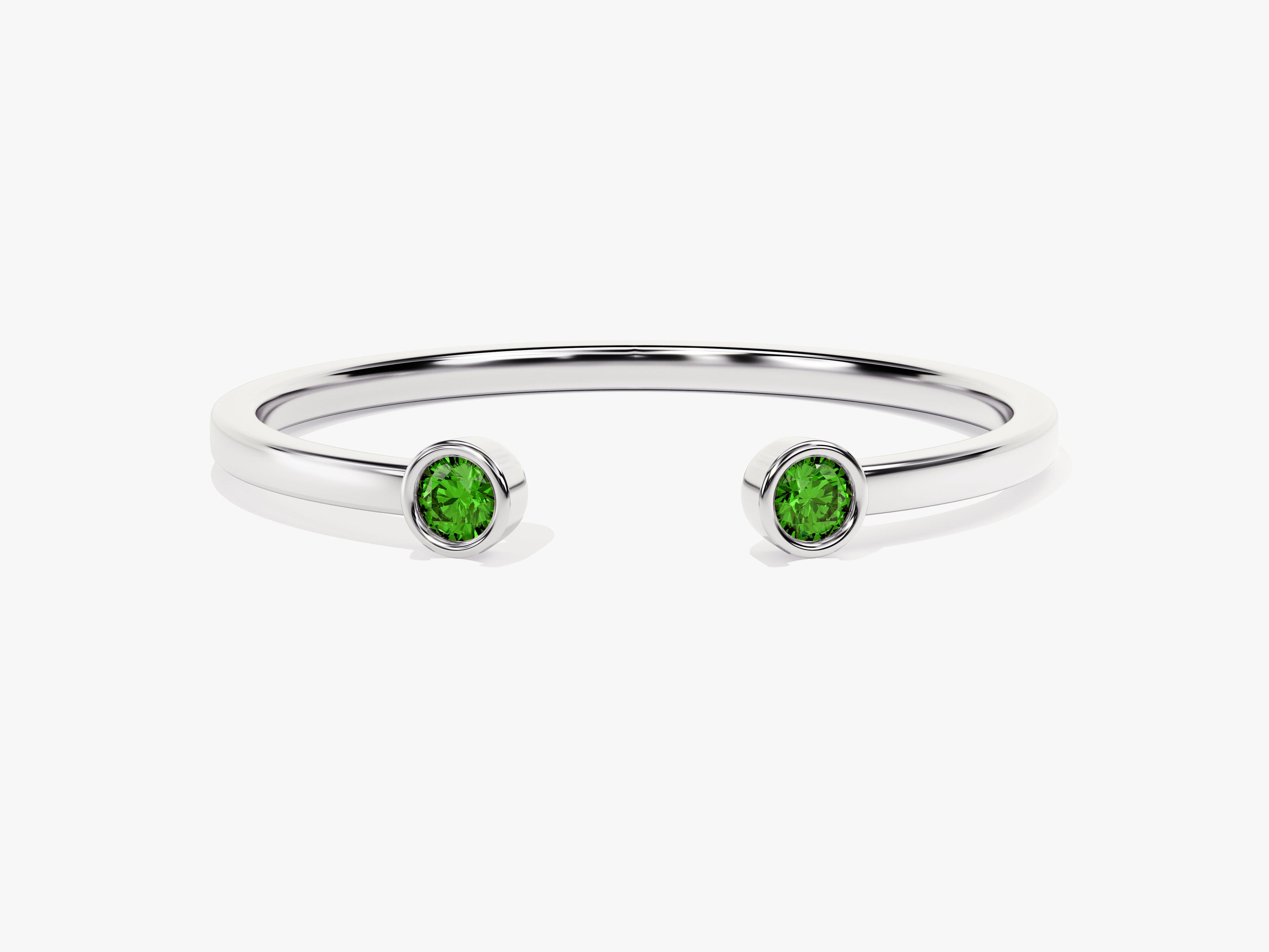 Duo Emerald Birthstone Cuff Ring
