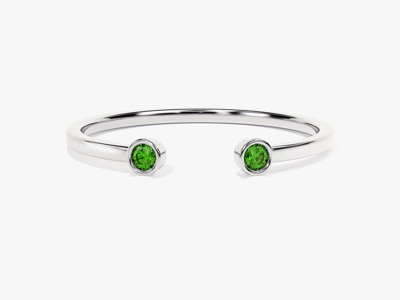 Duo Emerald Birthstone Cuff Ring