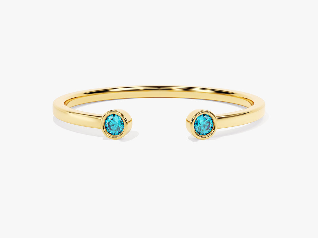 Duo Blue Topaz Birthstone Cuff Ring