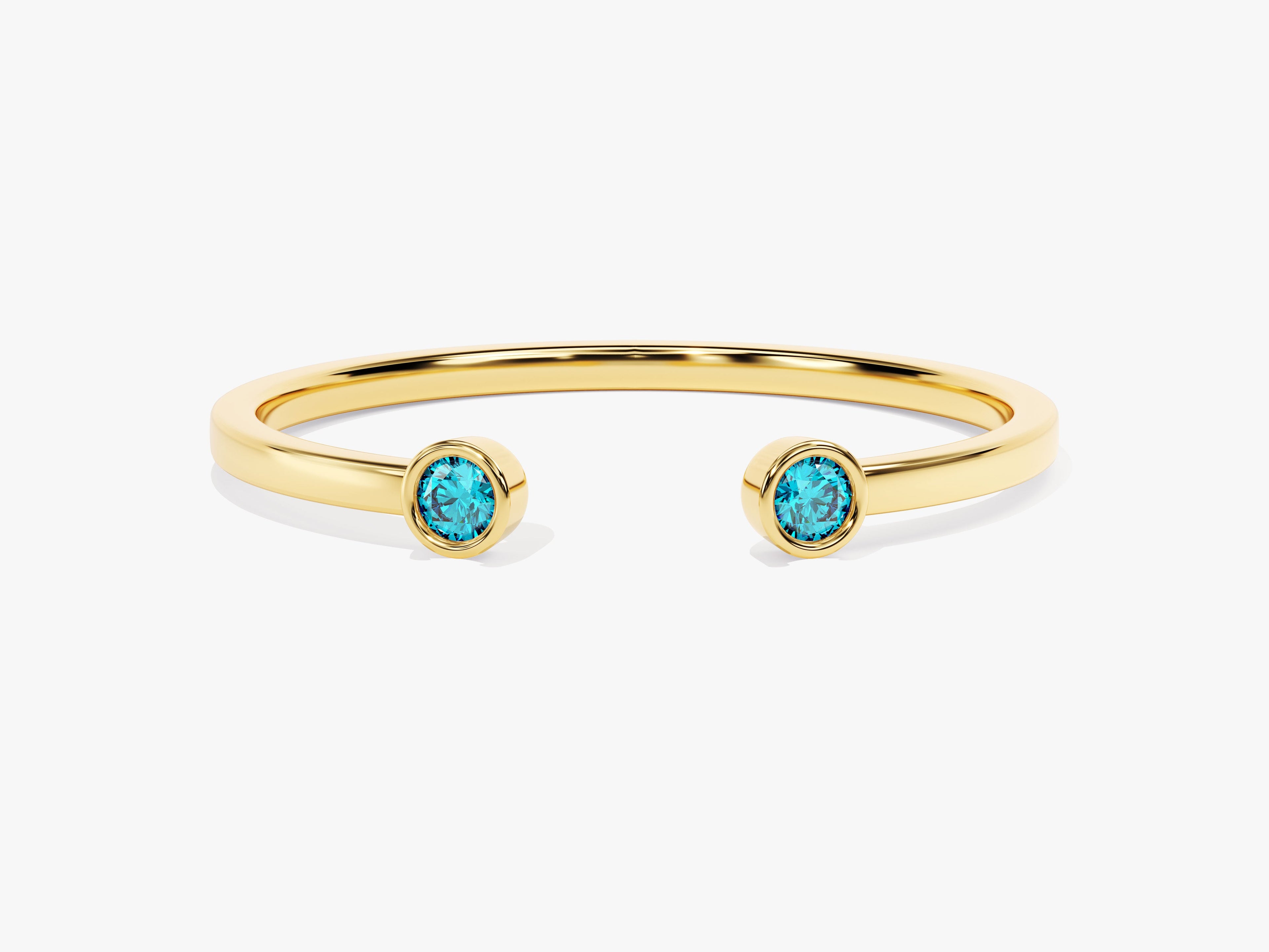 Duo Blue Topaz Birthstone Cuff Ring