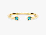 Duo Blue Topaz Birthstone Cuff Ring