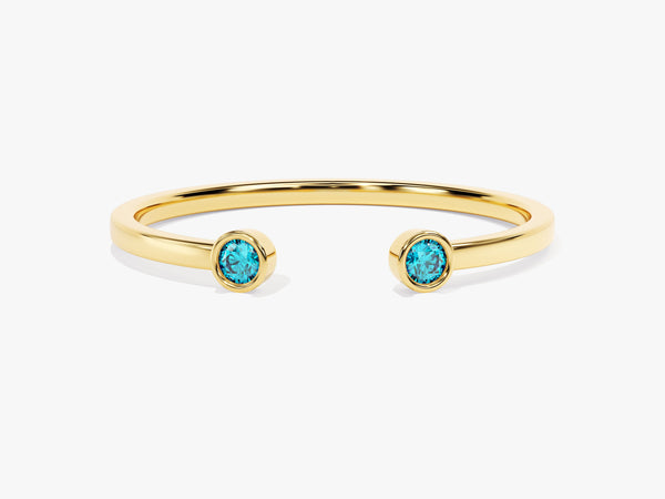 Duo Blue Topaz Birthstone Cuff Ring