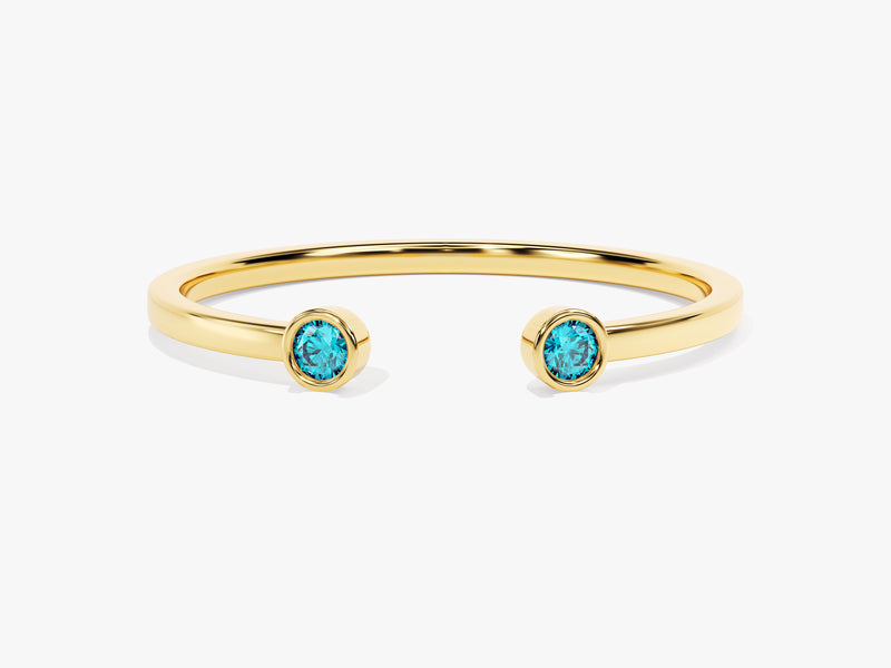 Duo Blue Topaz Birthstone Cuff Ring