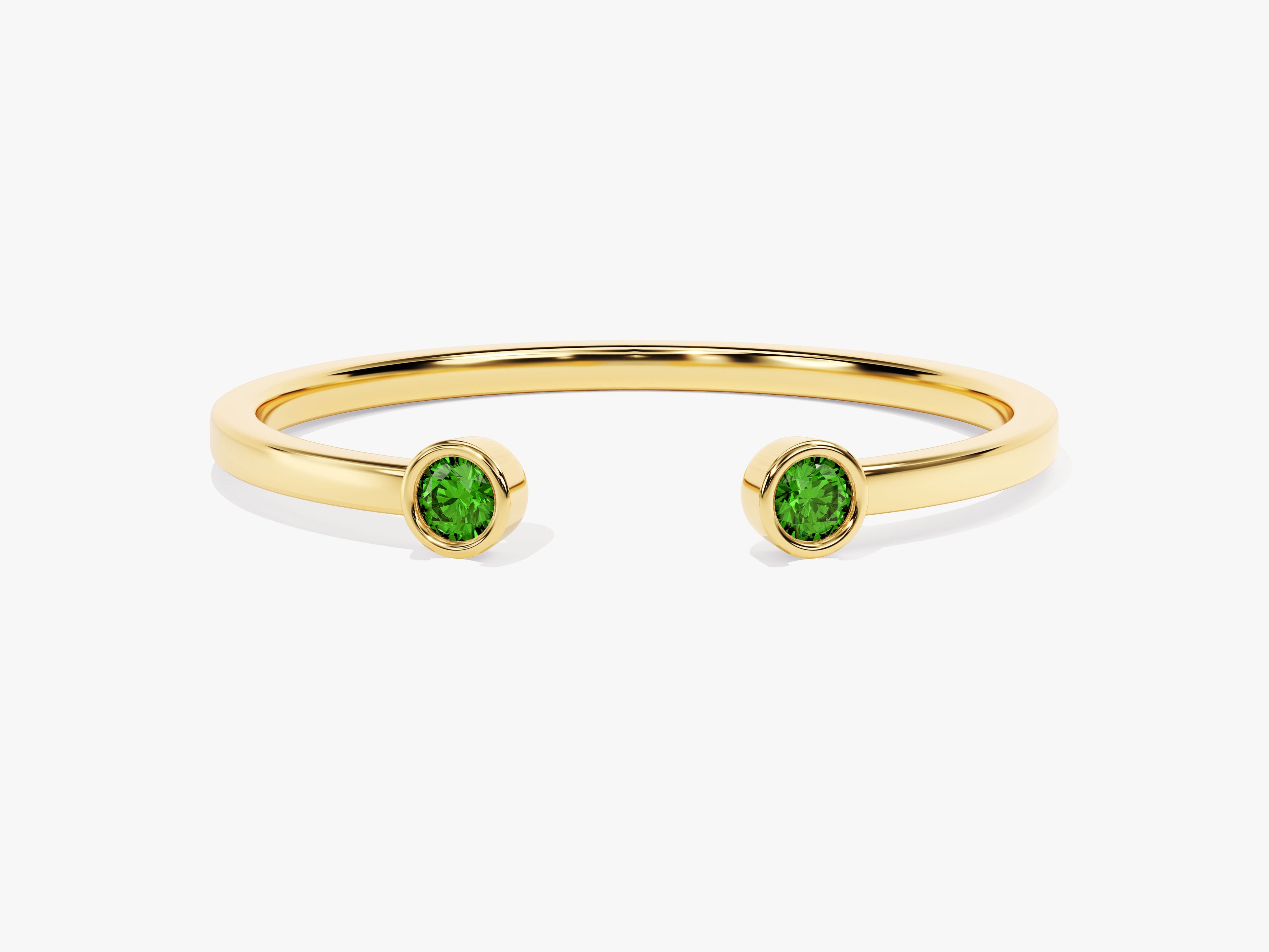 Duo Emerald Birthstone Cuff Ring