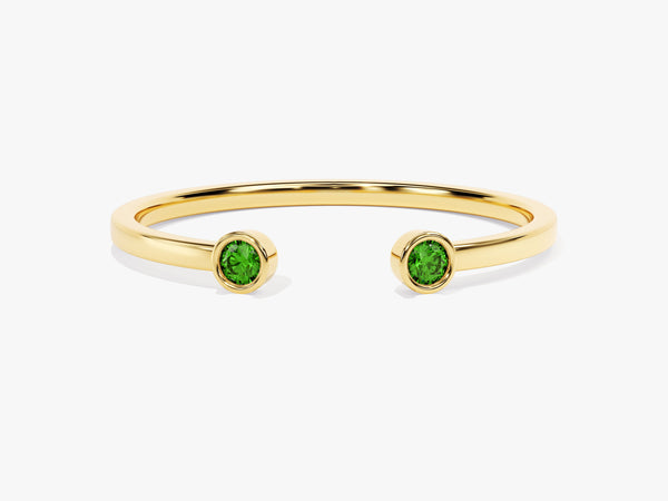 Duo Emerald Birthstone Cuff Ring