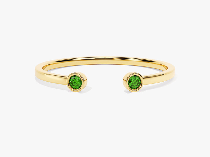 Duo Emerald Birthstone Cuff Ring