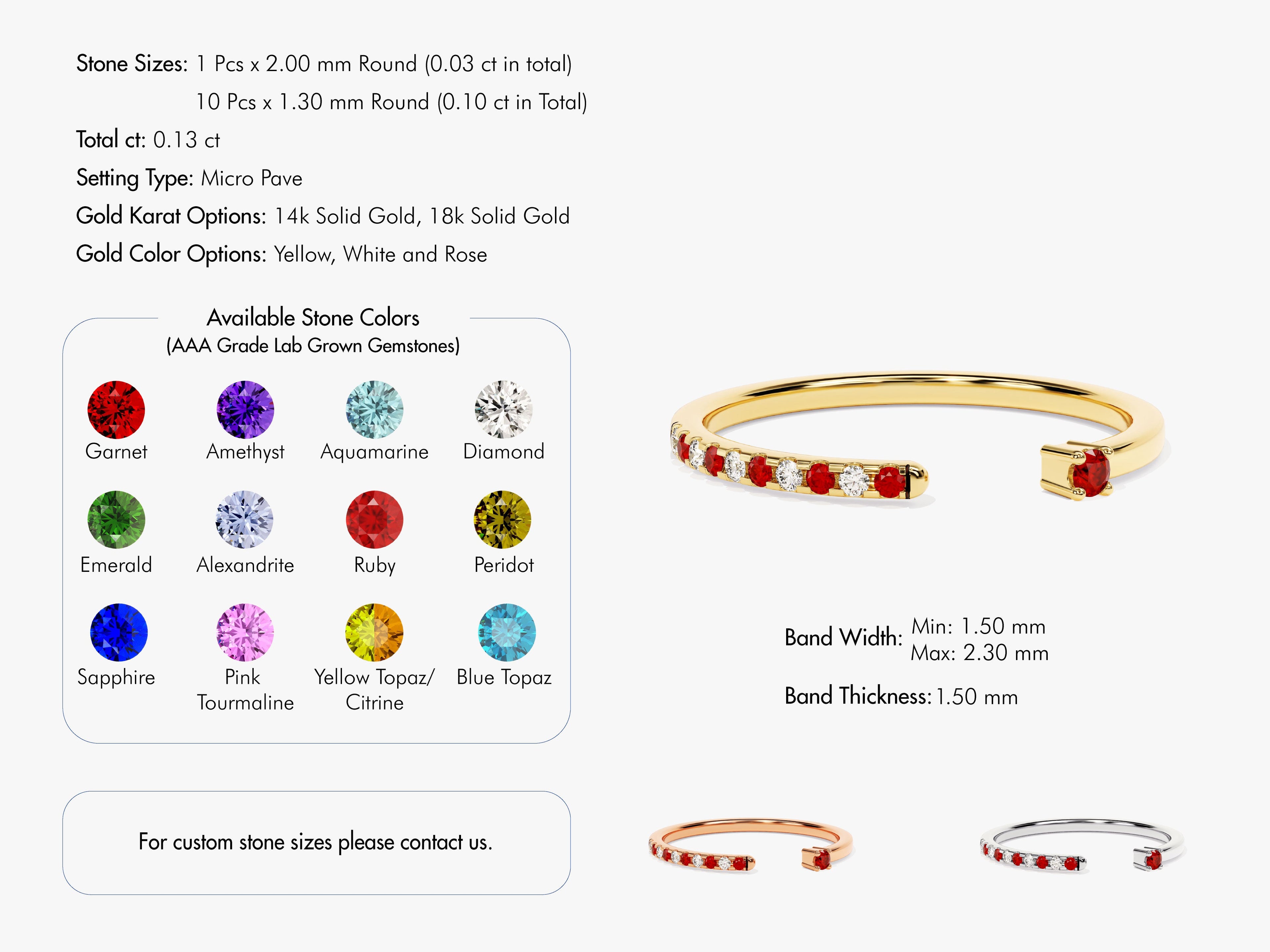 Ruby Birthstone Cuff Ring