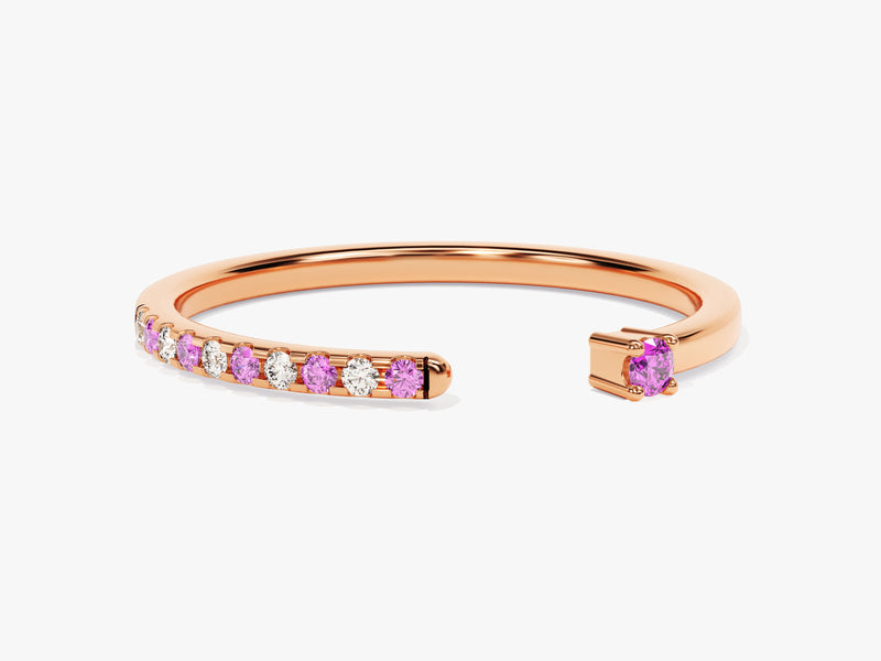 Pink Tourmaline Birthstone Cuff Ring