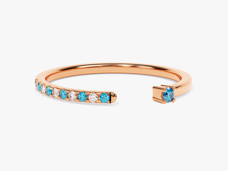 Blue Topaz Birthstone Cuff Ring