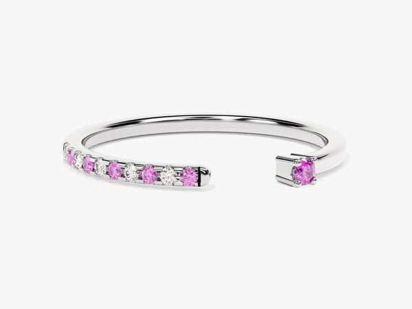 Pink Tourmaline Birthstone Cuff Ring