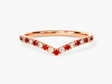 Chevron Alternating Garnet Birthstone Ring