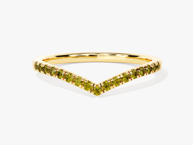 Chevron Peridot Birthstone Ring