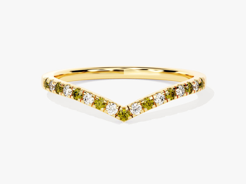 Chevron Alternating Peridot Birthstone Ring