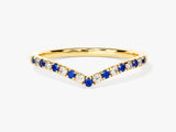 Chevron Alternating Sapphire Birthstone Ring