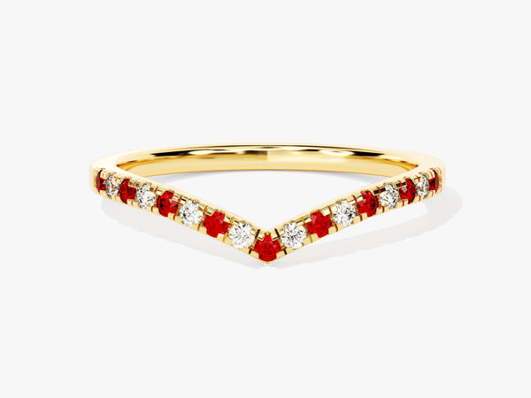 Chevron Alternating Ruby Birthstone Ring